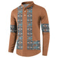 African Ndebele Traditional Attire Button Sweatshirt Brown Ndebele Stripe