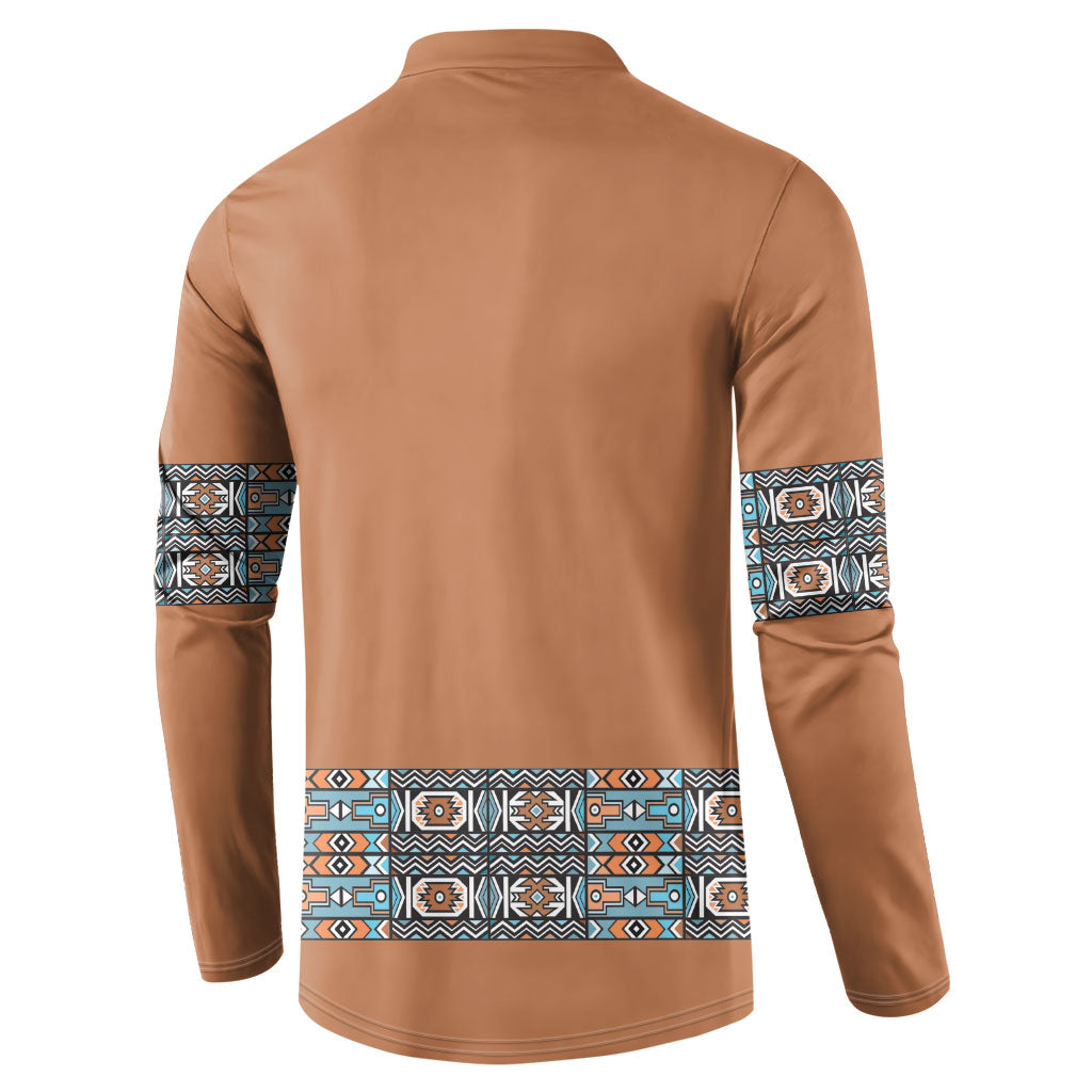 African Ndebele Traditional Attire Button Sweatshirt Brown Ndebele Stripe