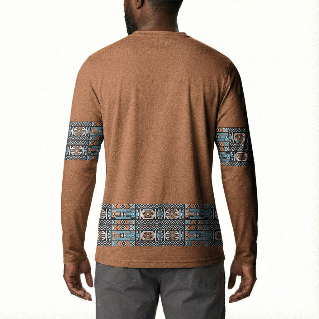 African Ndebele Traditional Attire Button Sweatshirt Brown Ndebele Stripe