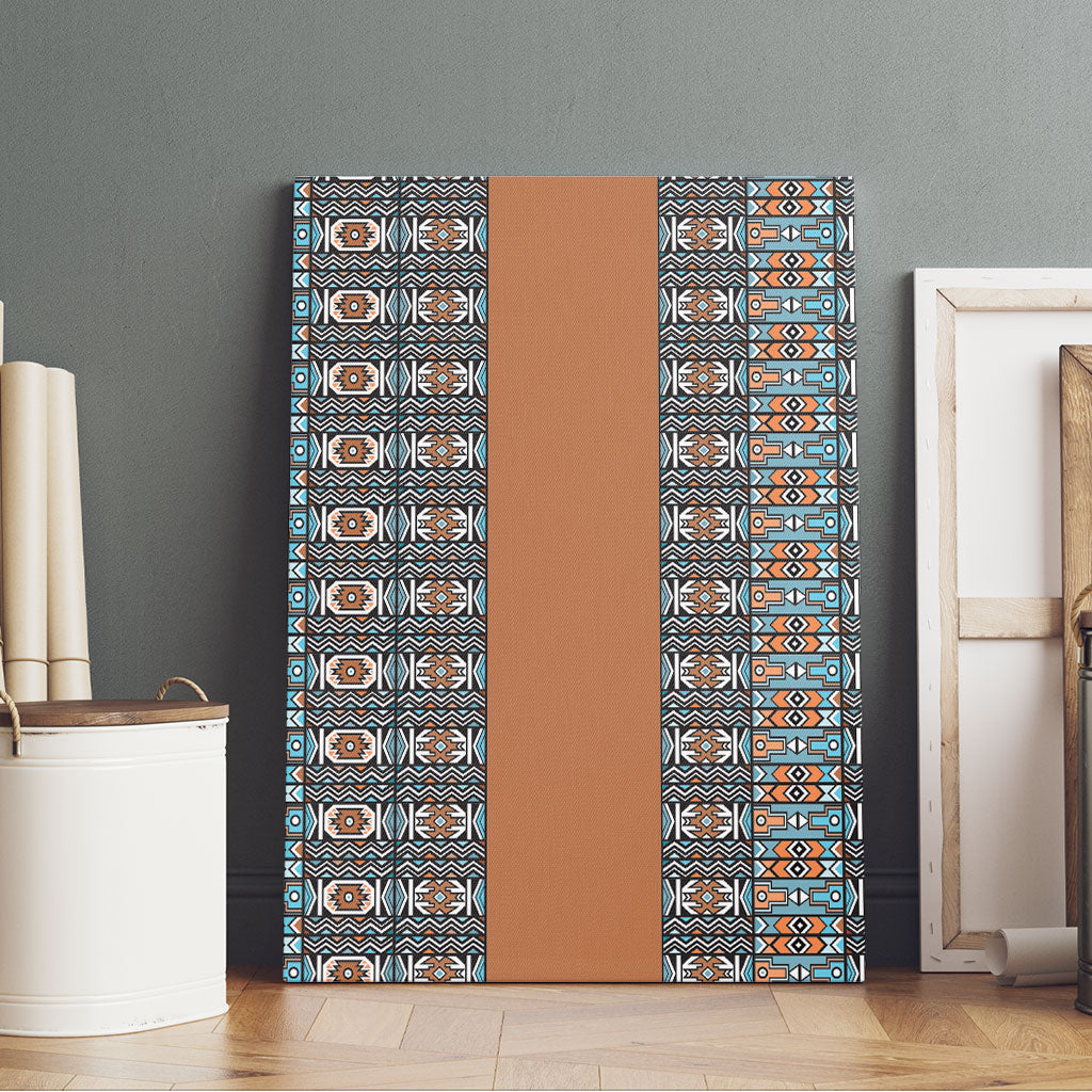 African Ndebele Traditional Attire Canvas Wall Art Brown Ndebele Stripe