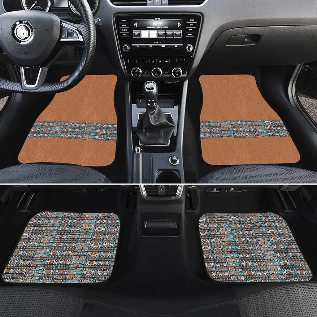 African Ndebele Traditional Attire Car Mats Brown Ndebele Stripe