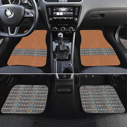 African Ndebele Traditional Attire Car Mats Brown Ndebele Stripe