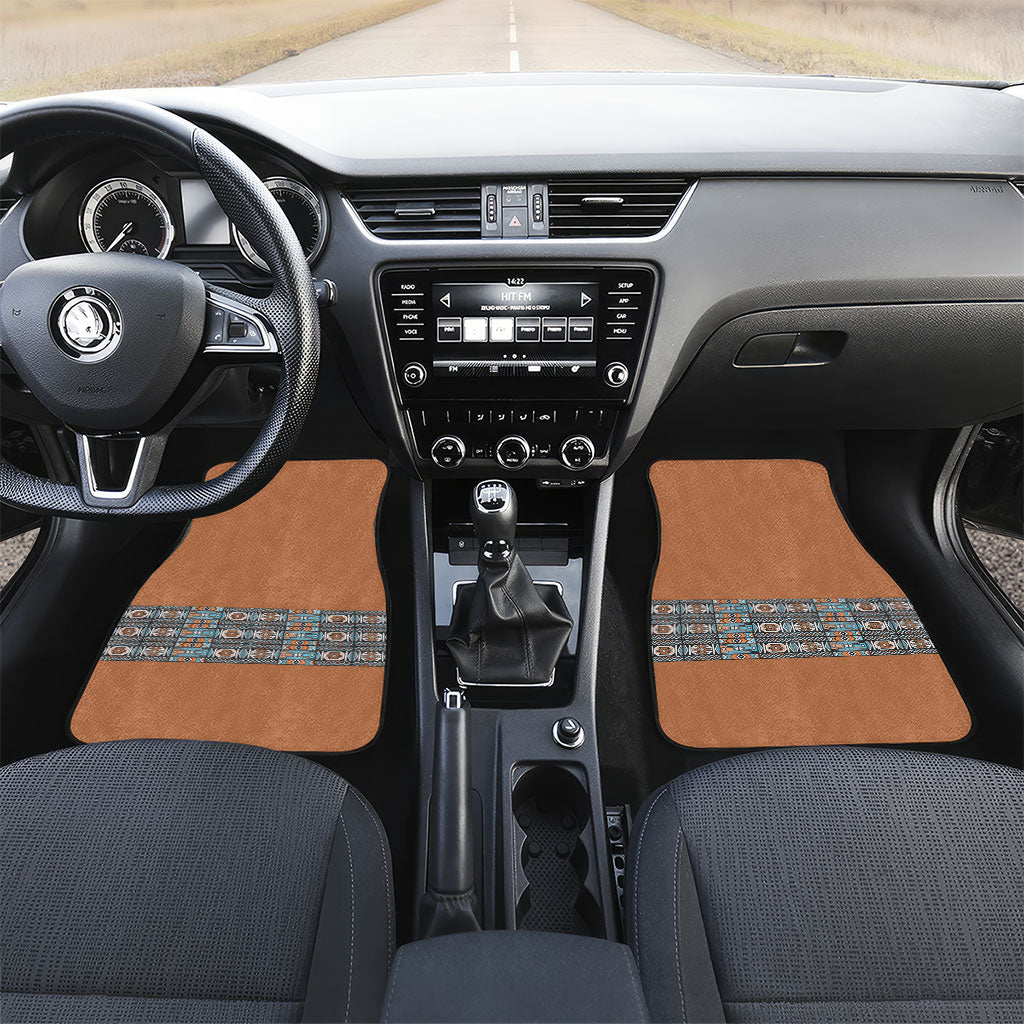 African Ndebele Traditional Attire Car Mats Brown Ndebele Stripe