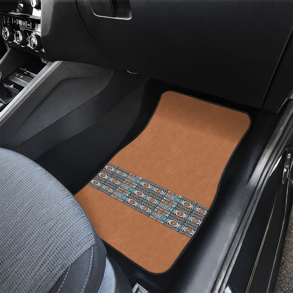 African Ndebele Traditional Attire Car Mats Brown Ndebele Stripe