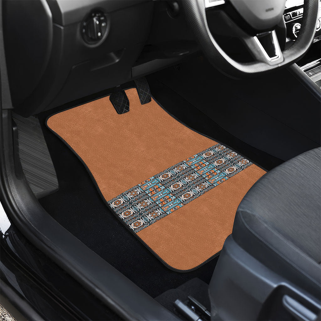African Ndebele Traditional Attire Car Mats Brown Ndebele Stripe