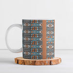 African Ndebele Traditional Attire Ceramic Mug Brown Ndebele Stripe