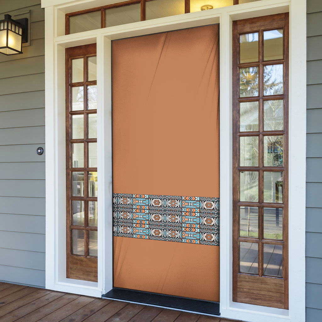 African Ndebele Traditional Attire Door Cover Brown Ndebele Stripe