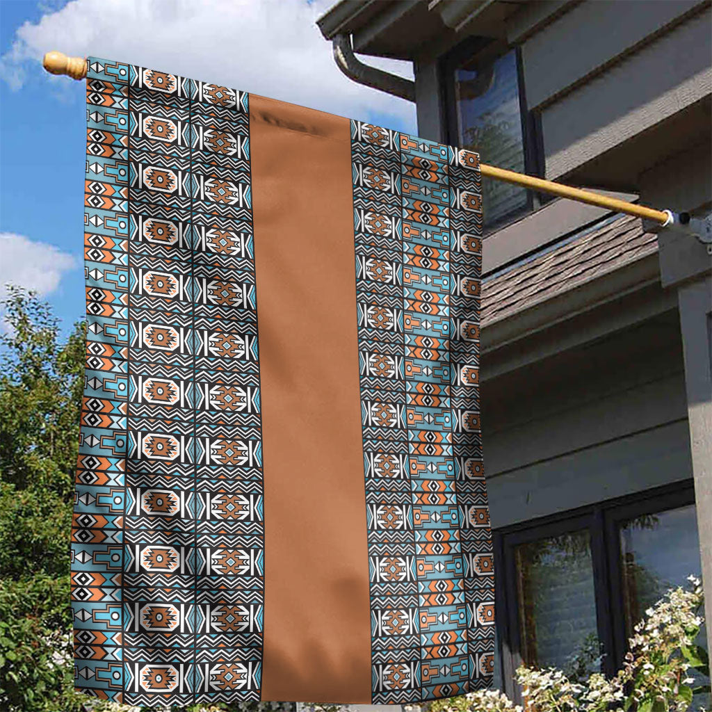 African Ndebele Traditional Attire Garden Flag Brown Ndebele Stripe