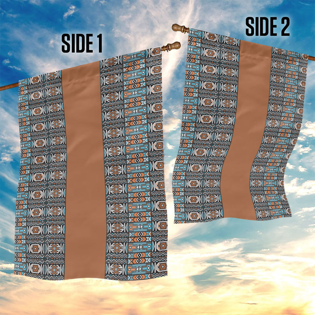 African Ndebele Traditional Attire Garden Flag Brown Ndebele Stripe