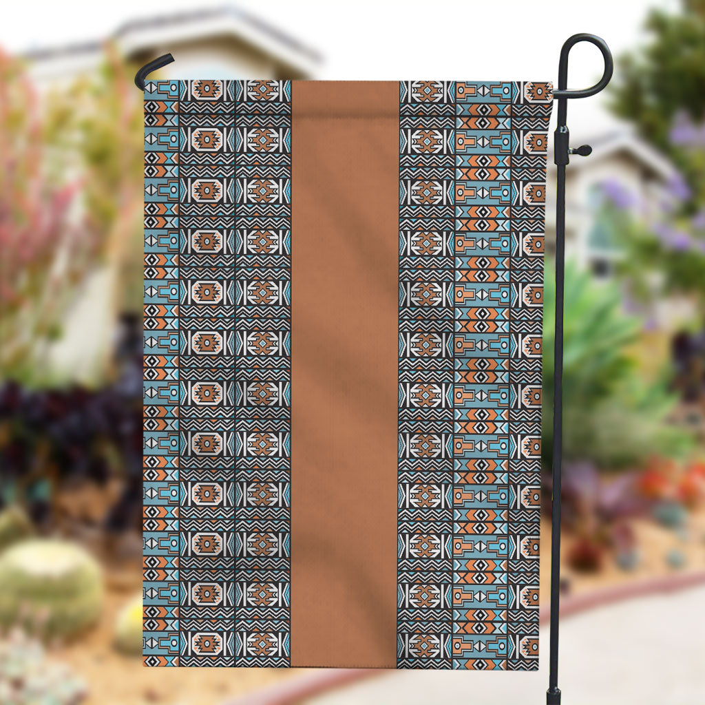 African Ndebele Traditional Attire Garden Flag Brown Ndebele Stripe