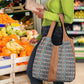 African Ndebele Traditional Attire Grocery Bag Brown Ndebele Stripe