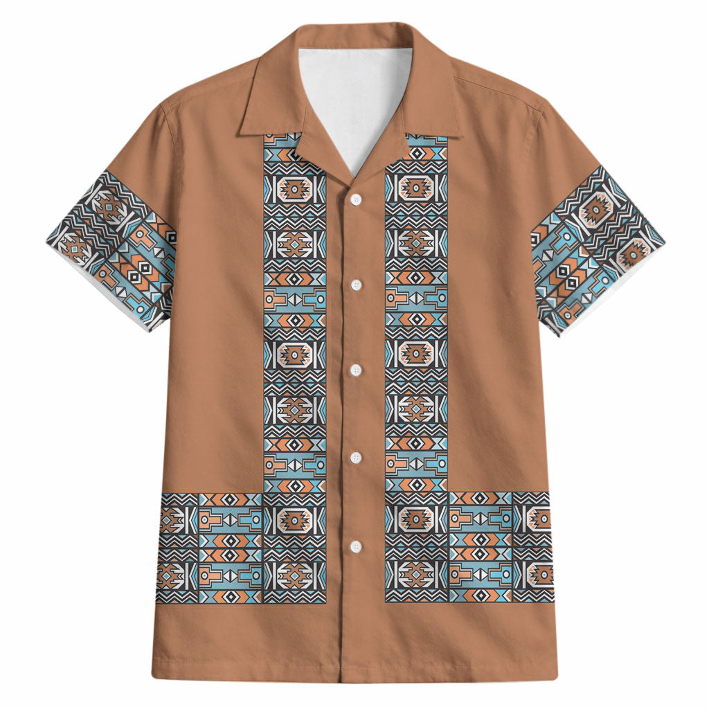 African Ndebele Traditional Attire Hawaiian Shirt Brown Ndebele Stripe