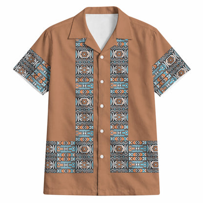 African Ndebele Traditional Attire Hawaiian Shirt Brown Ndebele Stripe