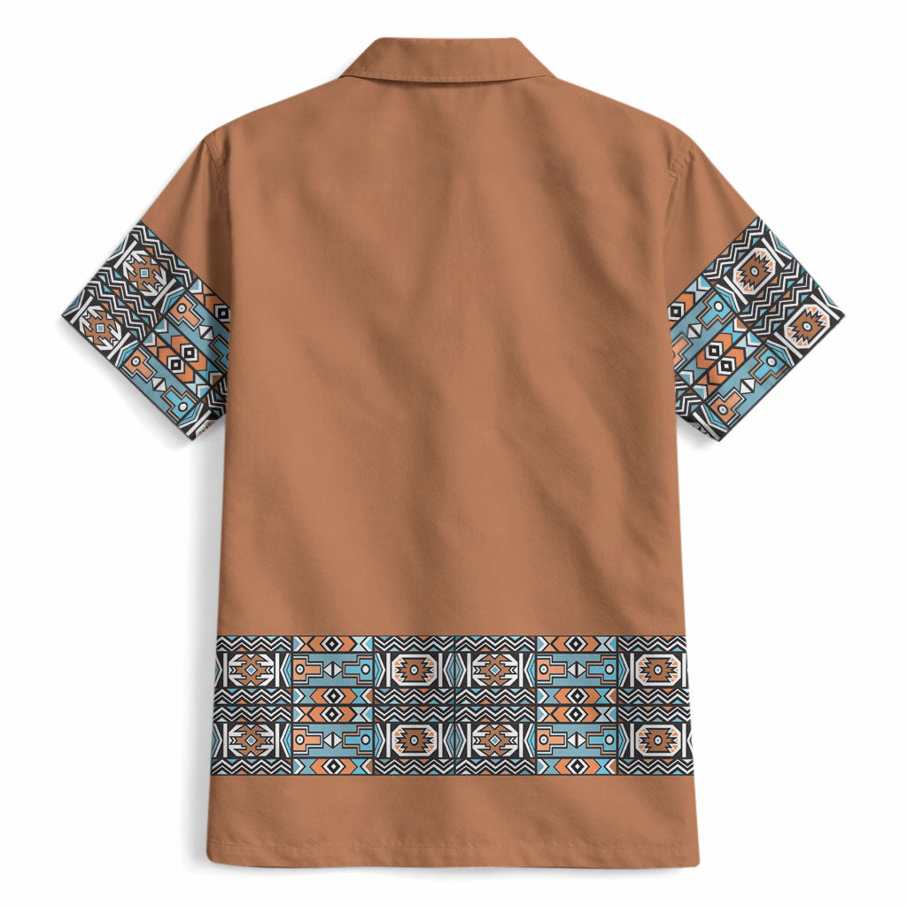 African Ndebele Traditional Attire Hawaiian Shirt Brown Ndebele Stripe