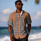 African Ndebele Traditional Attire Hawaiian Shirt Brown Ndebele Stripe