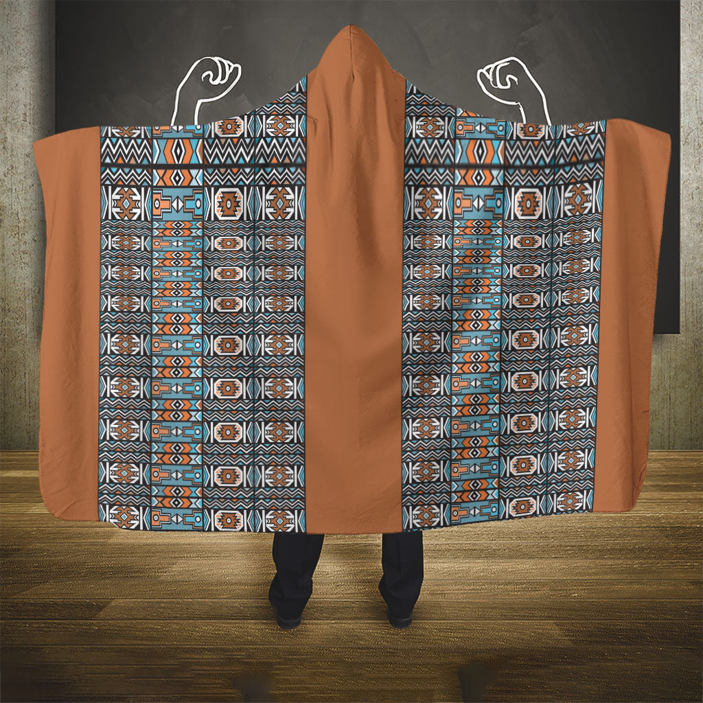 African Ndebele Traditional Attire Hooded Blanket Brown Ndebele Stripe