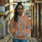 African Ndebele Traditional Attire Hoodie Brown Ndebele Stripe