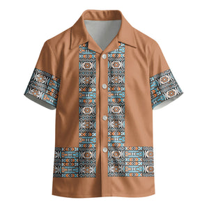 African Ndebele Traditional Attire Kid Hawaiian Shirt Brown Ndebele Stripe