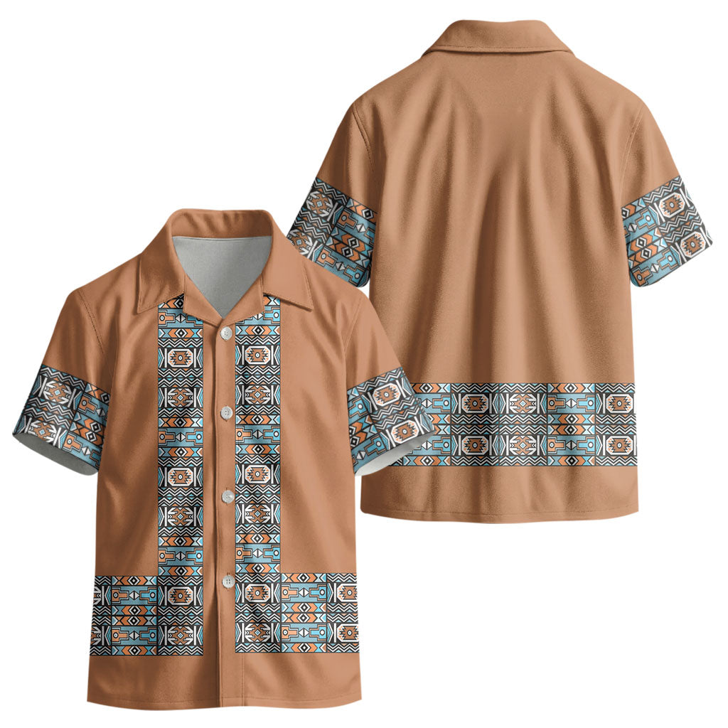 African Ndebele Traditional Attire Kid Hawaiian Shirt Brown Ndebele Stripe
