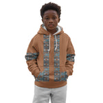 African Ndebele Traditional Attire Kid Hoodie Brown Ndebele Stripe