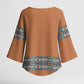 African Ndebele Traditional Attire Kimono Sleeve Blouse Brown Ndebele Stripe