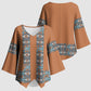 African Ndebele Traditional Attire Kimono Sleeve Blouse Brown Ndebele Stripe