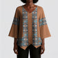 African Ndebele Traditional Attire Kimono Sleeve Blouse Brown Ndebele Stripe