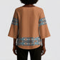 African Ndebele Traditional Attire Kimono Sleeve Blouse Brown Ndebele Stripe