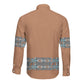 African Ndebele Traditional Attire Long Sleeve Button Shirt Brown Ndebele Stripe