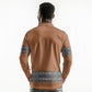 African Ndebele Traditional Attire Long Sleeve Polo Shirt Brown Ndebele Stripe