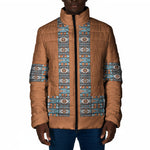 African Ndebele Traditional Attire Padded Jacket Brown Ndebele Stripe