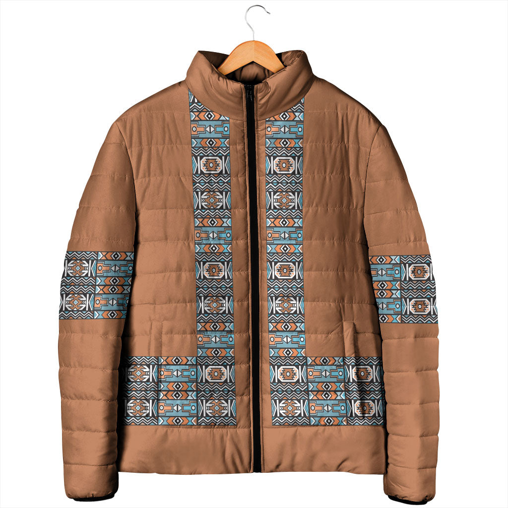 African Ndebele Traditional Attire Padded Jacket Brown Ndebele Stripe