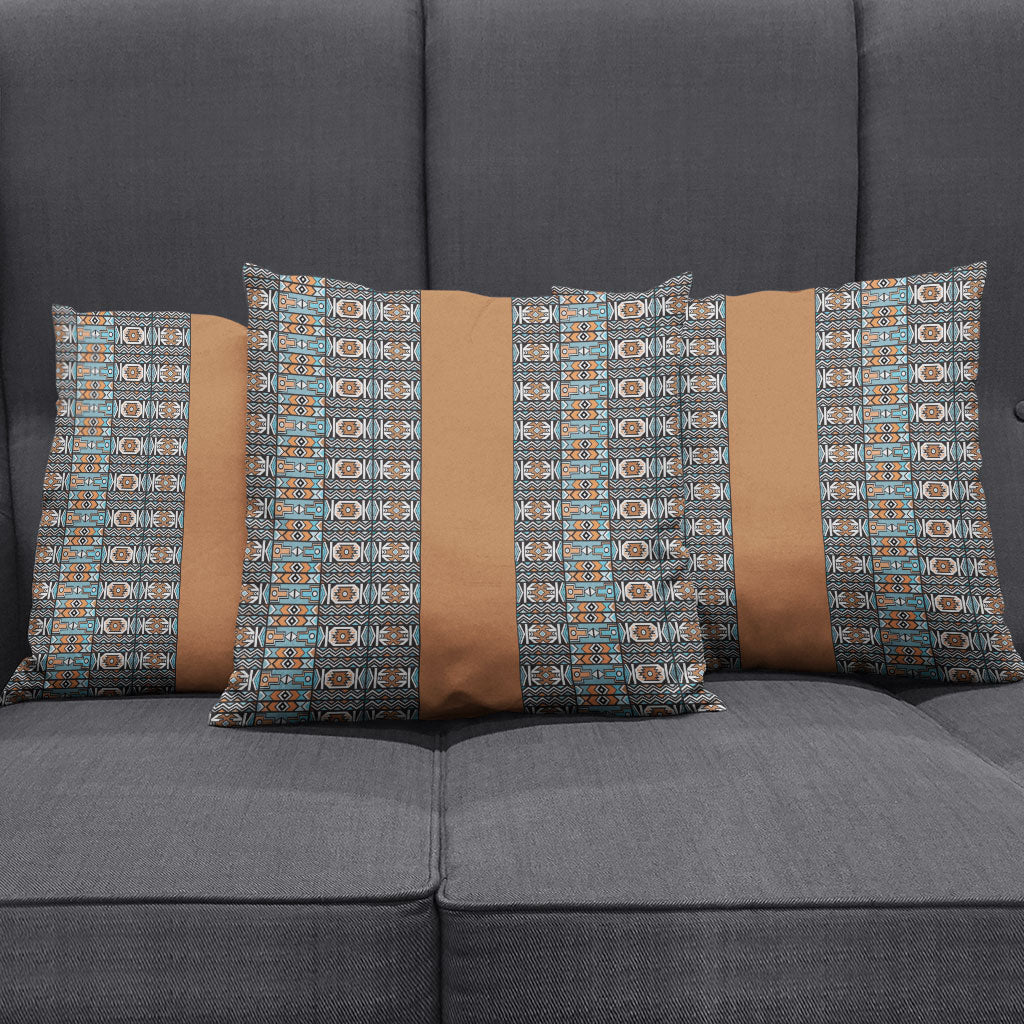African Ndebele Traditional Attire Pillow Cover Brown Ndebele Stripe