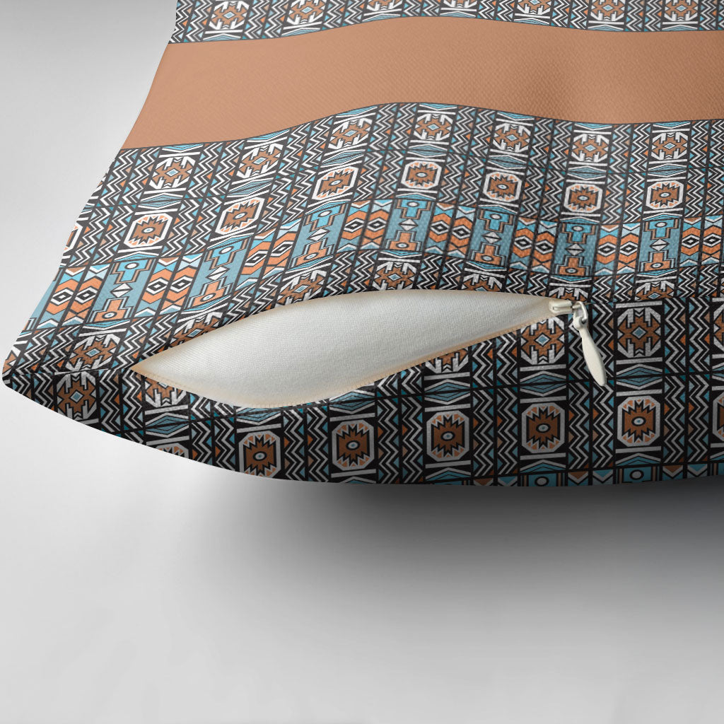 African Ndebele Traditional Attire Pillow Cover Brown Ndebele Stripe