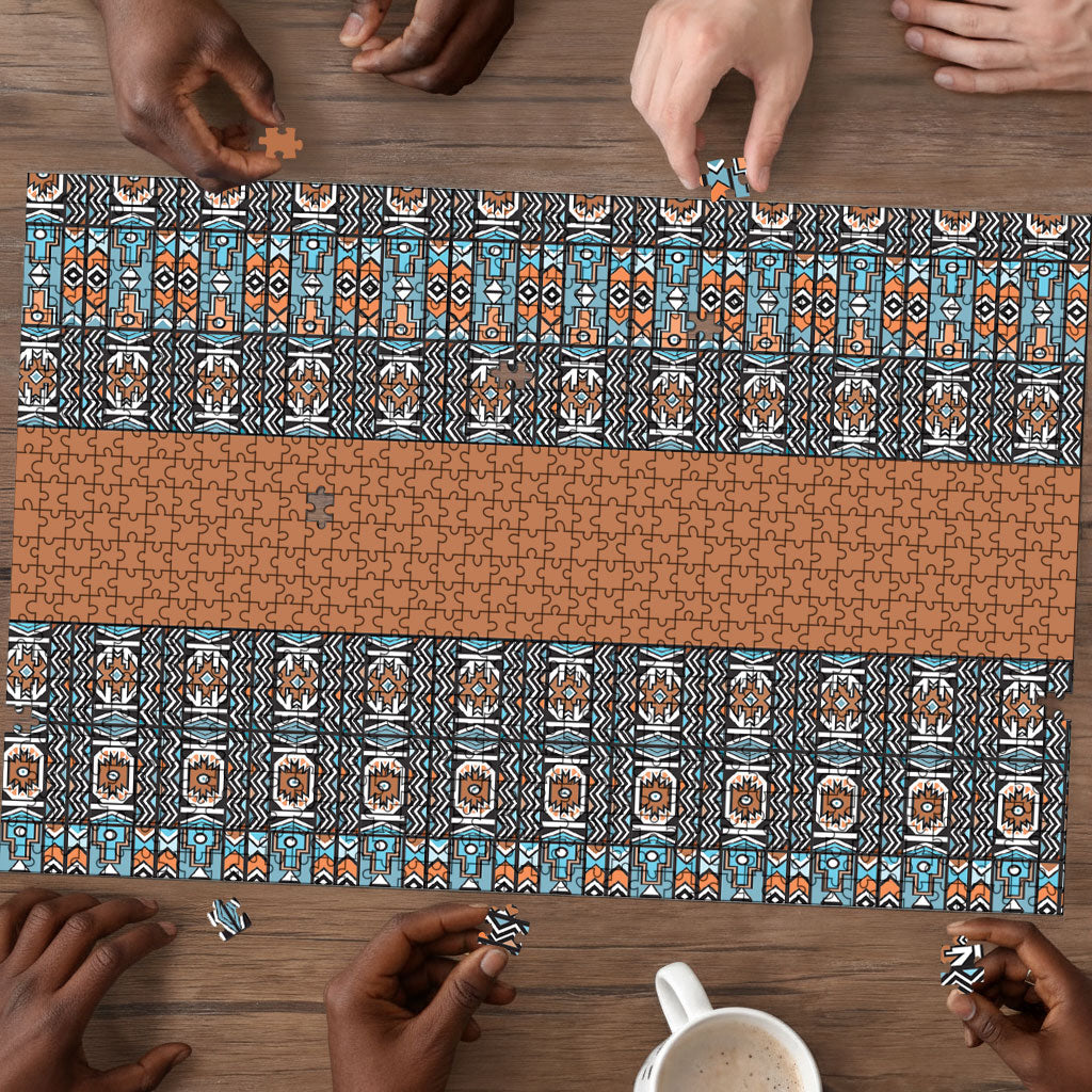 African Ndebele Traditional Attire Puzzle Brown Ndebele Stripe