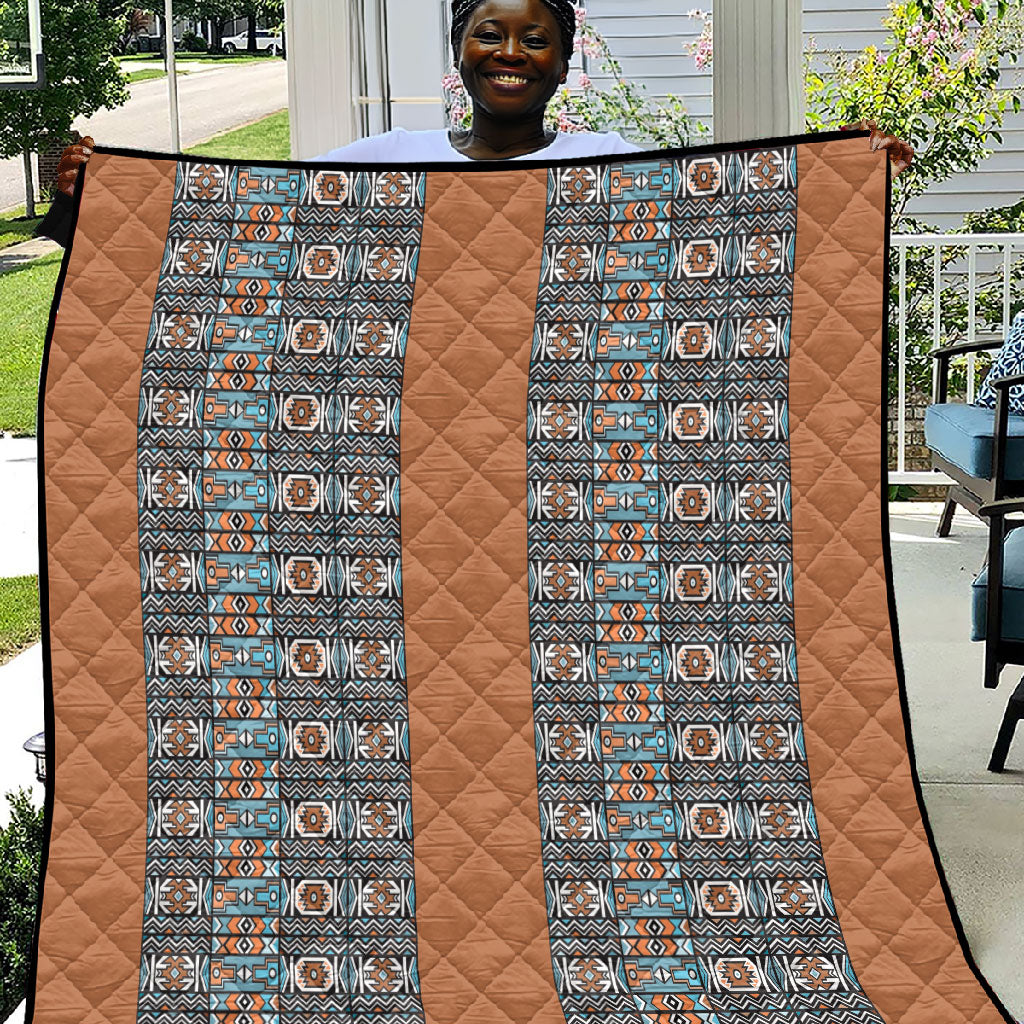 African Ndebele Traditional Attire Quilt Brown Ndebele Stripe