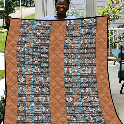 African Ndebele Traditional Attire Quilt Brown Ndebele Stripe