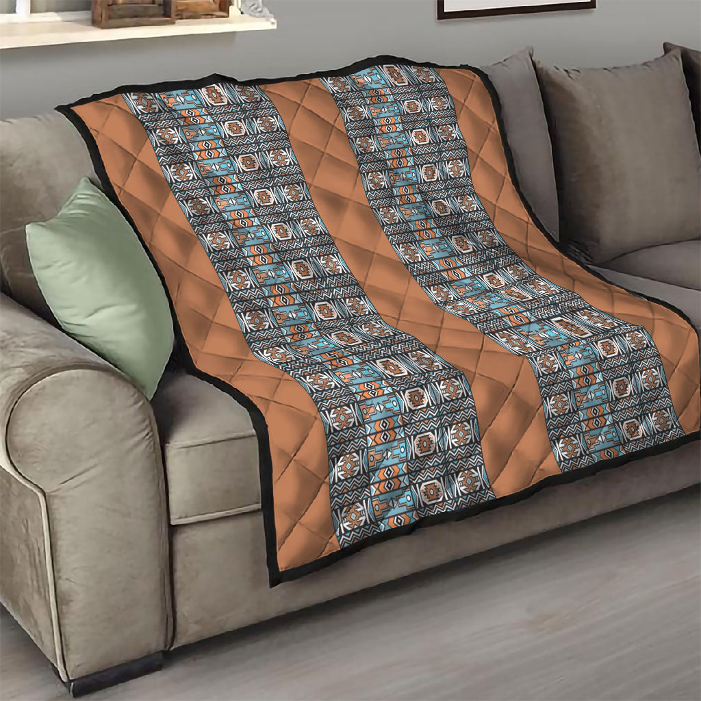African Ndebele Traditional Attire Quilt Brown Ndebele Stripe