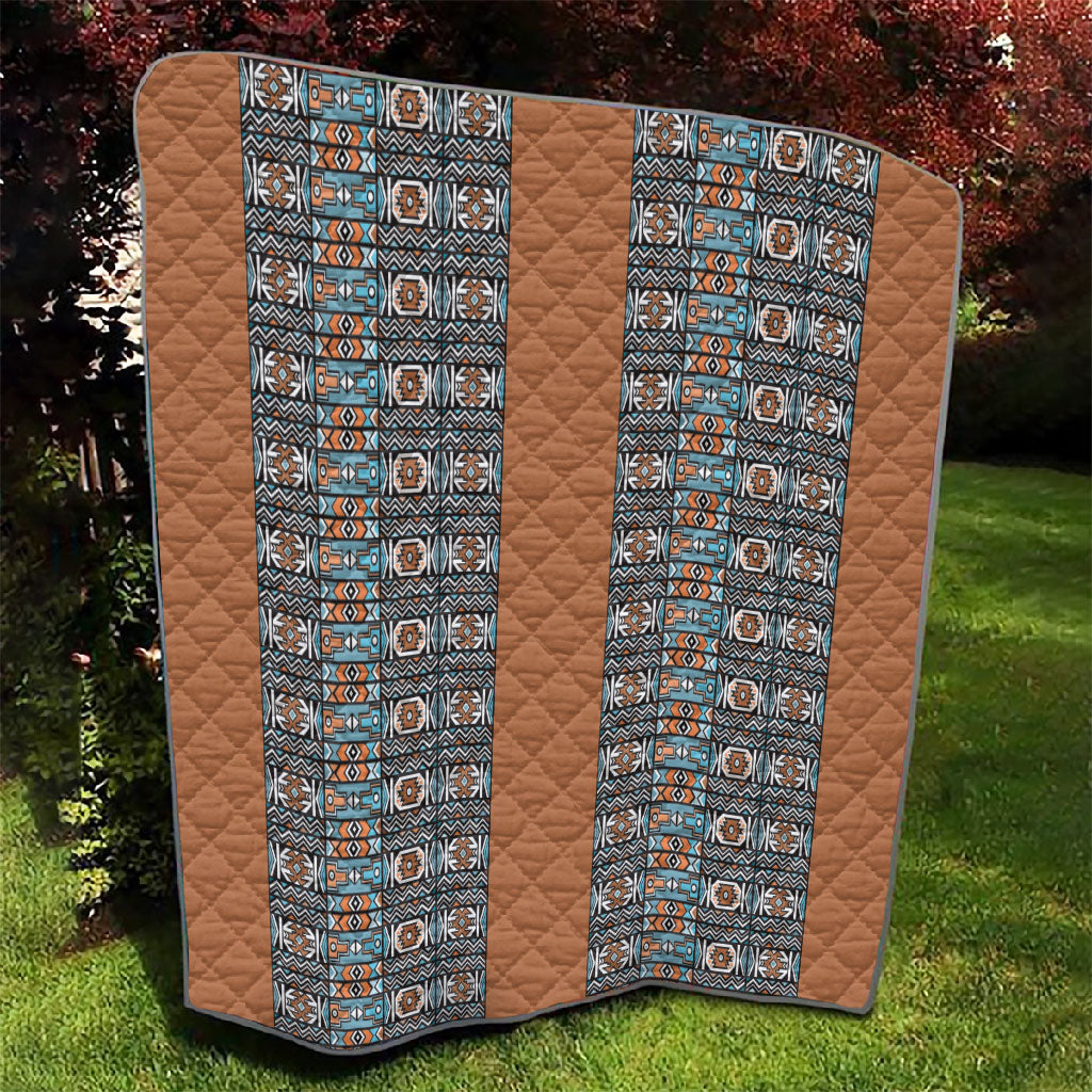 African Ndebele Traditional Attire Quilt Brown Ndebele Stripe