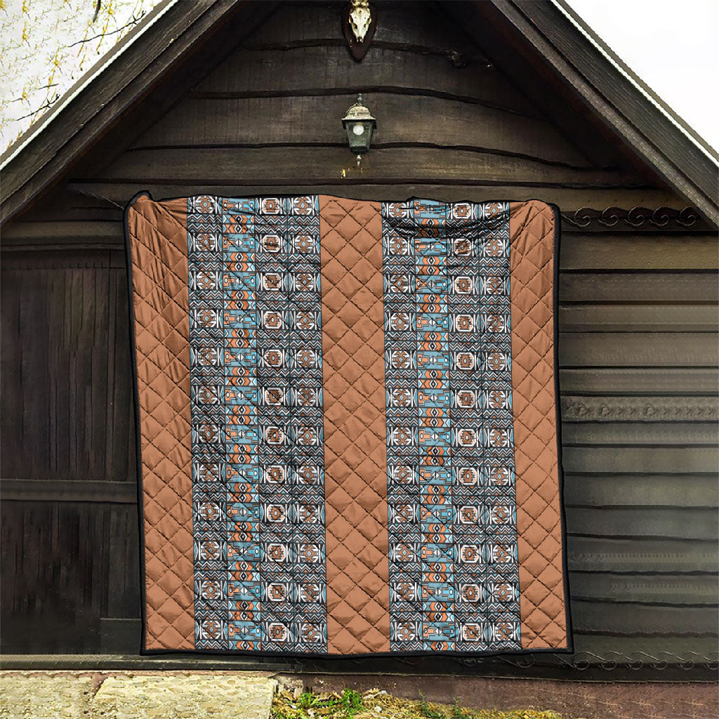 African Ndebele Traditional Attire Quilt Brown Ndebele Stripe
