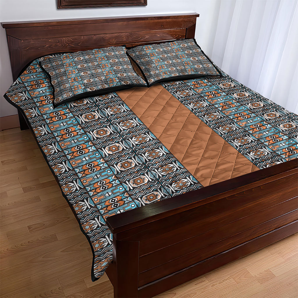 African Ndebele Traditional Attire Quilt Bed Set Brown Ndebele Stripe