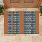 African Ndebele Traditional Attire Rubber Doormat Brown Ndebele Stripe