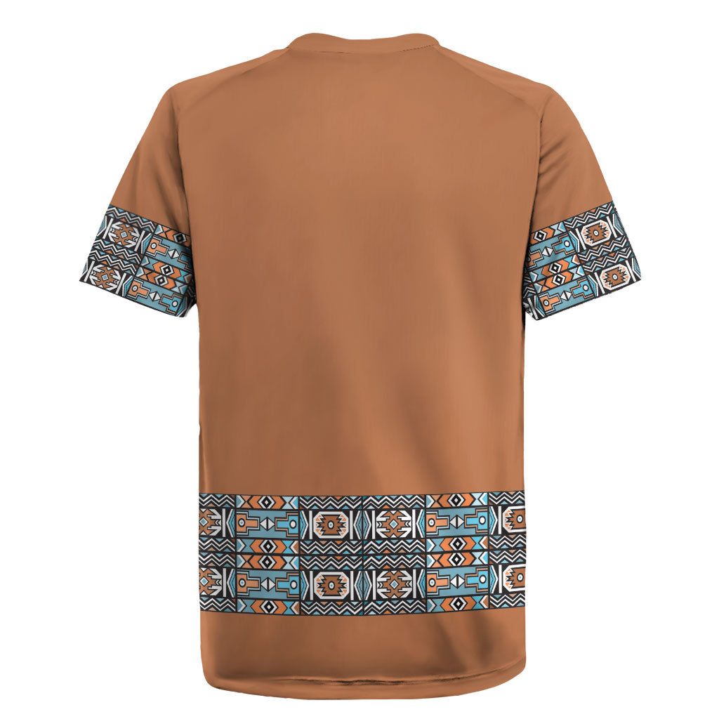 African Ndebele Traditional Attire Rugby Jersey Brown Ndebele Stripe