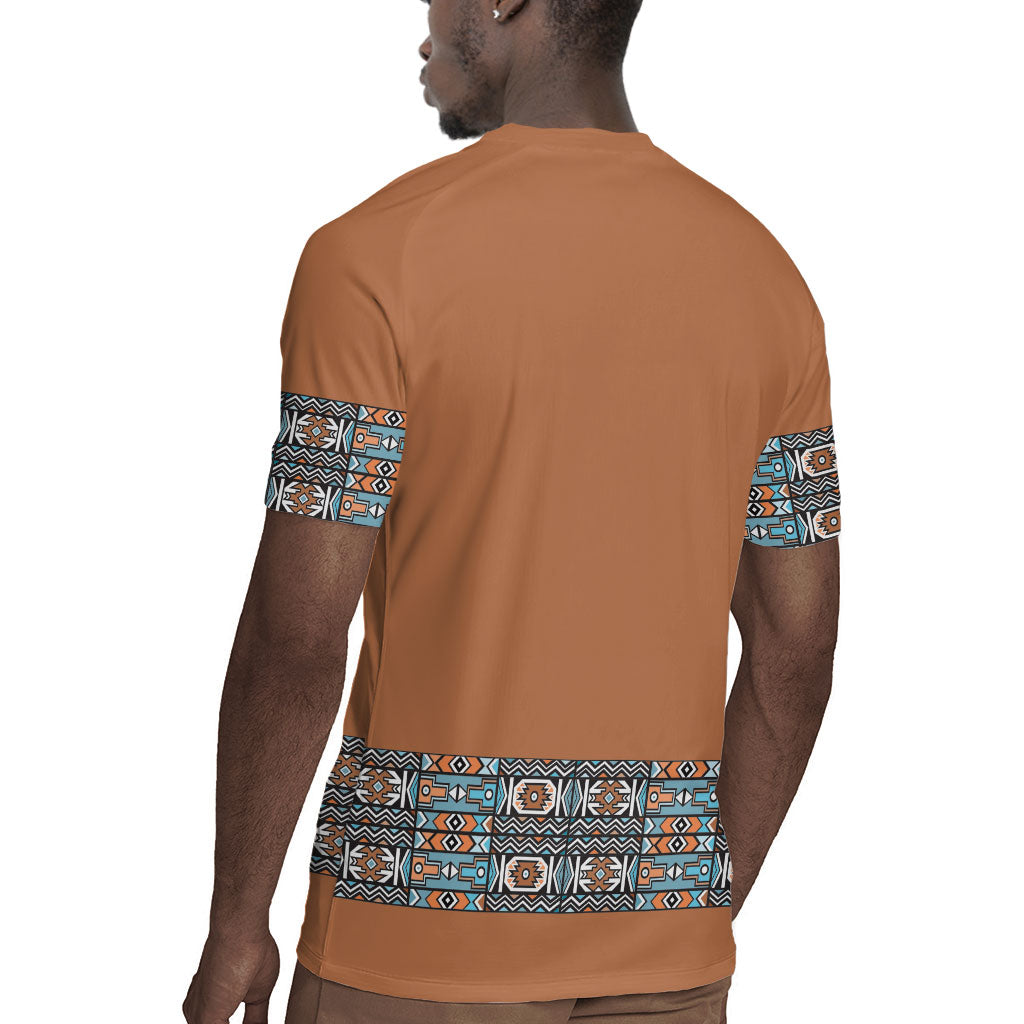 African Ndebele Traditional Attire Rugby Jersey Brown Ndebele Stripe