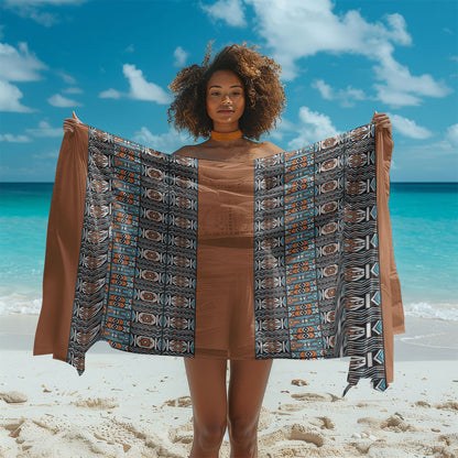 African Ndebele Traditional Attire Sarong Brown Ndebele Stripe