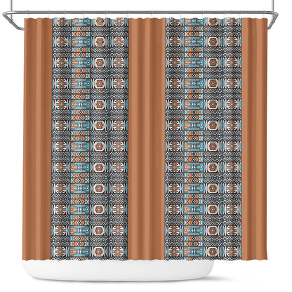 African Ndebele Traditional Attire Shower Curtain Brown Ndebele Stripe