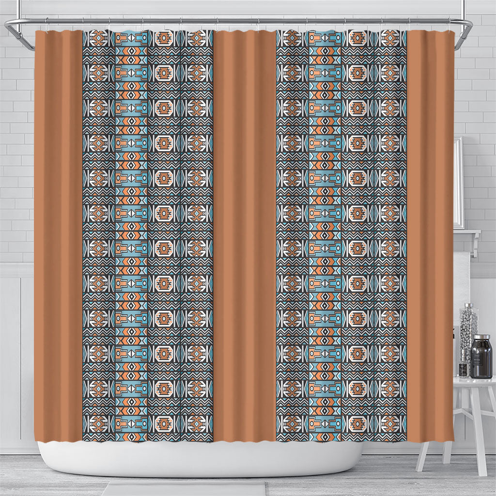 African Ndebele Traditional Attire Shower Curtain Brown Ndebele Stripe