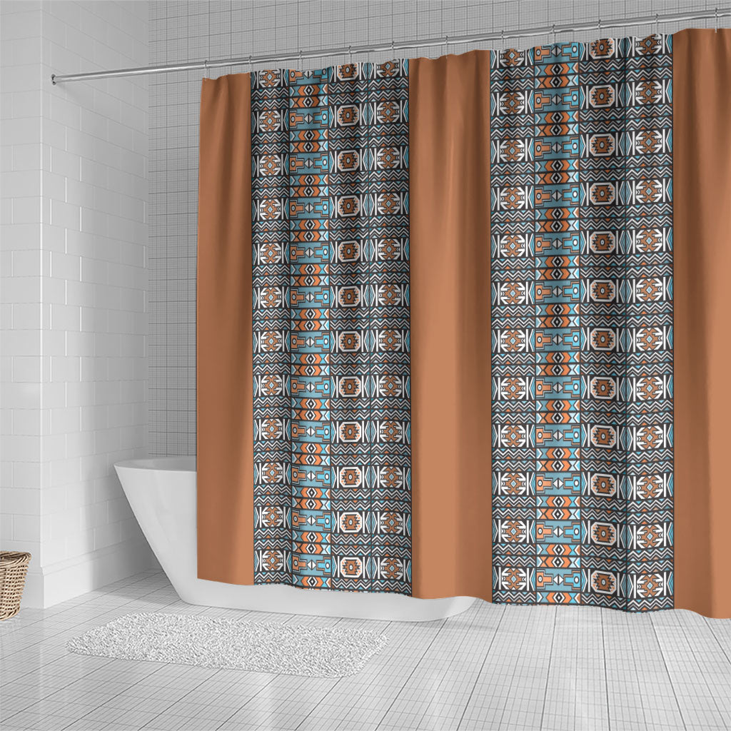 African Ndebele Traditional Attire Shower Curtain Brown Ndebele Stripe