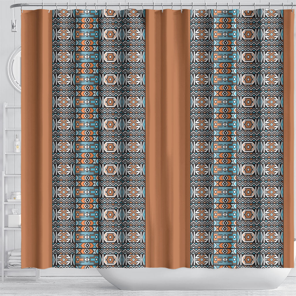 African Ndebele Traditional Attire Shower Curtain Brown Ndebele Stripe
