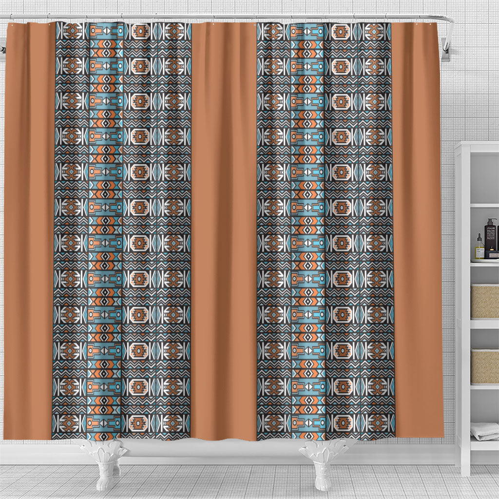 African Ndebele Traditional Attire Shower Curtain Brown Ndebele Stripe